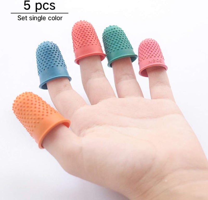 AUMACHEN Thimble Protectors 5Pcs, Finger Protectors, Rubber Fingers Thimble Guard Tips Caps Pads Cover Craft Finger Tip Sewing Counting Protector for Embroidery, Sewing, Cutting (Pink) - Image 3